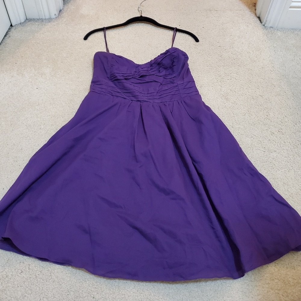 Express fit and flare purple strapless dress